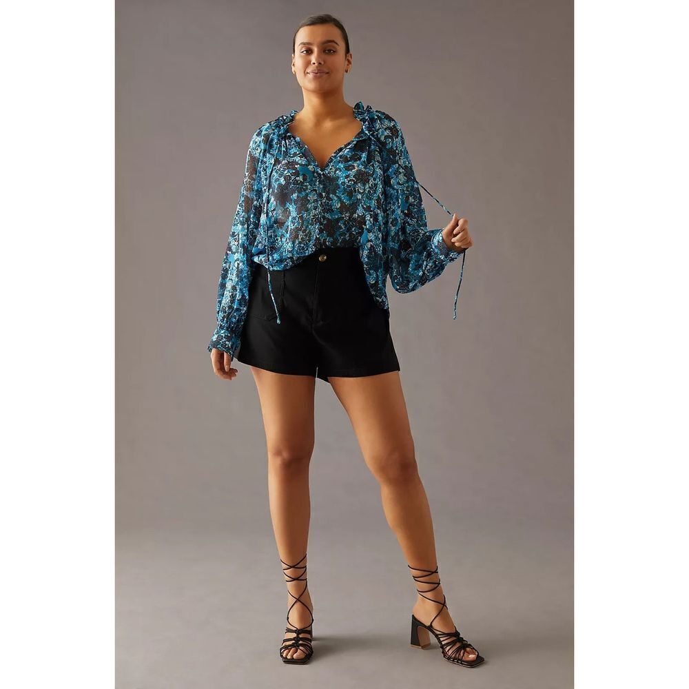✨Sheer Printed Peasant Sz. Small Blouse Anthropologie✨
